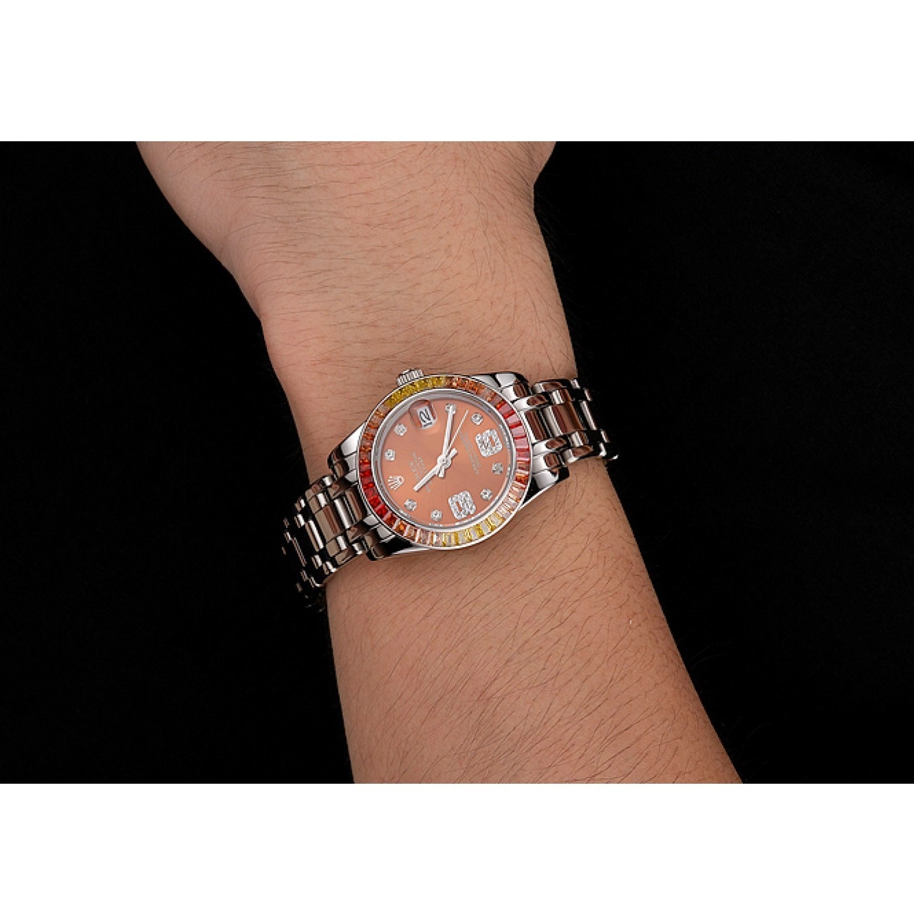 Aaa replica watch Stainless 39 Bracelet Datejust Cognac Pearlmaster And Rolex Steel Case Dial 0817